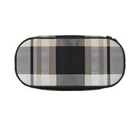 KCGSDEGV Gray Plaid Lines Prints Pencil Case Stationery Organizer Pen Pouch Bag Makeup Bag for Travel School Work
