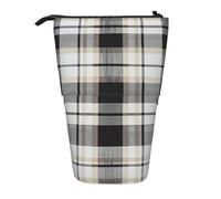 KCGSDEGV Gray Plaid Lines Prints Standing Expandable Pencil Case Organiser for School Pens, Makeup & Travel for Students & Artists