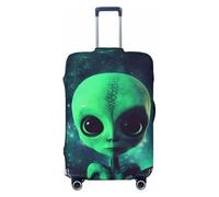 KCGSDEGV Green Alien Prints Elastic Luggage Cover with Invisible Zippers - Universal Suitcase Protector for Travel, Business Trips, M(22-24inch Suitcase)