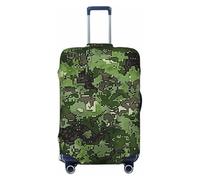 KCGSDEGV Green Army Digital Camouflage Print Prints Elastic Luggage Cover with Invisible Zippers - Universal Suitcase Protector for Travel, Business Trips, S(18-21inch Suitcase)