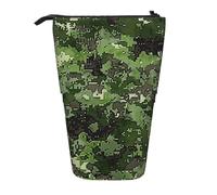 KCGSDEGV Green Army Digital Camouflage Print Prints Standing Expandable Pencil Case Organiser for School Pens, Makeup & Travel for Students & Artists
