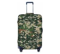 KCGSDEGV Green Army Digital Camouflage Prints Elastic Luggage Cover with Invisible Zippers - Universal Suitcase Protector for Travel, Business Trips, S(18-21inch Suitcase)