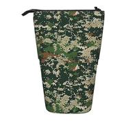 KCGSDEGV Green Army Digital Camouflage Prints Standing Expandable Pencil Case Organiser for School Pens, Makeup & Travel for Students & Artists