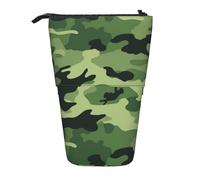 KCGSDEGV Green Camouflage Prints Standing Expandable Pencil Case Organiser for School Pens, Makeup & Travel for Students & Artists