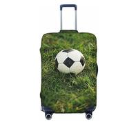 KCGSDEGV Green Grass Soccer Print Prints Elastic Luggage Cover with Invisible Zippers - Universal Suitcase Protector for Travel, Business Trips, L(25-28inch Suitcase)