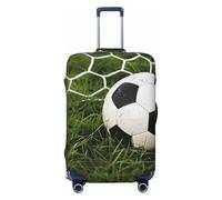 KCGSDEGV Green Grass Soccer Prints Elastic Luggage Cover with Invisible Zippers - Universal Suitcase Protector for Travel, Business Trips, S(18-21inch Suitcase)