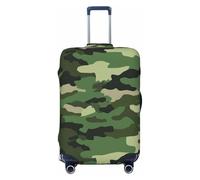 KCGSDEGV Green Military Camouflage Prints Elastic Luggage Cover with Invisible Zippers - Universal Suitcase Protector for Travel, Business Trips, S(18-21inch Suitcase)