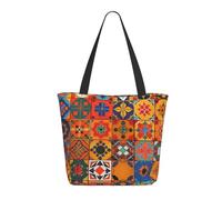 KCGSDEGV Group of Moroccan Geometric Printing Tote Bag for Women Large Handle Bag Lightweight Shoulder Bag with Zipper for Shopping School Work Travel