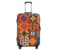 KCGSDEGV Group of Moroccan Geometric Prints Elastic Luggage Cover with Invisible Zippers - Universal Suitcase Protector for Travel, Business Trips, L(25-28inch Suitcase)