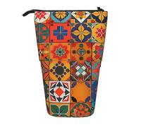 KCGSDEGV Group of Moroccan Geometric Prints Standing Expandable Pencil Case Organiser for School Pens, Makeup & Travel for Students & Artists
