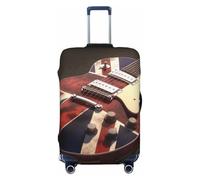KCGSDEGV Guitar British Flag Prints Elastic Luggage Cover with Invisible Zippers - Universal Suitcase Protector for Travel, Business Trips, L(25-28inch Suitcase)
