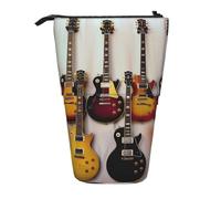 KCGSDEGV Guitar Collection Prints Standing Expandable Pencil Case Organiser for School Pens, Makeup & Travel for Students & Artists