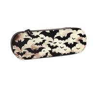 KCGSDEGV Halloween Flying Bats Printed Pen Pencil Cases for School Girls Boys, Cute Leather Zipper Pencil Bag Holder Stationery Organizer Box