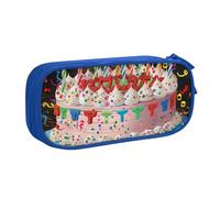 KCGSDEGV Happy Birthday Big Cake Printed Pen Pencil Cases for School Girls Boys, Large Capacity Cute Pencil Bag Holder Stationery Organizer Box,Blue