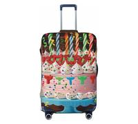 KCGSDEGV Happy Birthday Big Cake Prints Elastic Luggage Cover with Invisible Zippers - Universal Suitcase Protector for Travel, Business Trips, L(25-28inch Suitcase)