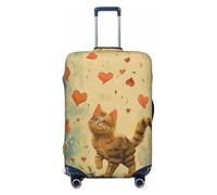 KCGSDEGV Happy Walking Kitty Prints Elastic Luggage Cover with Invisible Zippers - Universal Suitcase Protector for Travel, Business Trips, M(22-24inch Suitcase)