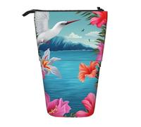 KCGSDEGV Hawaii Hibiscus Flower Prints Standing Expandable Pencil Case Organiser for School Pens, Makeup & Travel for Students & Artists