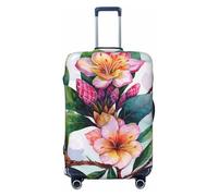 KCGSDEGV Hawaiian Flower Art Print Prints Elastic Luggage Cover with Invisible Zippers - Universal Suitcase Protector for Travel, Business Trips, L(25-28inch Suitcase)