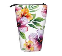 KCGSDEGV Hawaiian Flower Print 1 Prints Standing Expandable Pencil Case Organiser for School Pens, Makeup & Travel for Students & Artists
