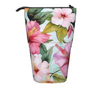 KCGSDEGV Hawaiian Flowers Print Prints Standing Expandable Pencil Case Organiser for School Pens, Makeup & Travel for Students & Artists