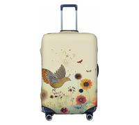 KCGSDEGV Hen Flying Butterflies Among Flower Prints Elastic Luggage Cover with Invisible Zippers - Universal Suitcase Protector for Travel, Business Trips, XL(29-32inch Suitcase)