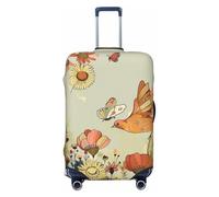 KCGSDEGV Hen Flying Butterflies Among Flowers Print Prints Elastic Luggage Cover with Invisible Zippers - Universal Suitcase Protector for Travel, Business Trips, XL(29-32inch Suitcase)