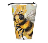 KCGSDEGV Honey Bee Art Prints Standing Expandable Pencil Case Organiser for School Pens, Makeup & Travel for Students & Artists