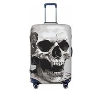 KCGSDEGV Horror Skull Prints Elastic Luggage Cover with Invisible Zippers - Universal Suitcase Protector for Travel, Business Trips, M(22-24inch Suitcase)