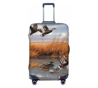KCGSDEGV Hunting Flying Wild Duck 2 Prints Elastic Luggage Cover with Invisible Zippers - Universal Suitcase Protector for Travel, Business Trips, L(25-28inch Suitcase)
