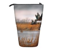 KCGSDEGV Hunting Flying Wild Duck 3 Prints Standing Expandable Pencil Case Organiser for School Pens, Makeup & Travel for Students & Artists