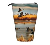 KCGSDEGV Hunting Flying Wild Duck 5 Prints Standing Expandable Pencil Case Organiser for School Pens, Makeup & Travel for Students & Artists