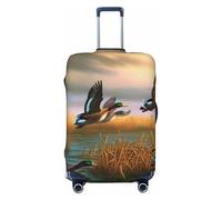 KCGSDEGV Hunting Flying Wild Ducks 7 Prints Elastic Luggage Cover with Invisible Zippers - Universal Suitcase Protector for Travel, Business Trips, L(25-28inch Suitcase)