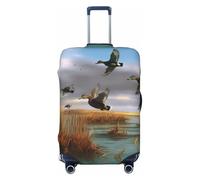 KCGSDEGV Hunting Flying Wild Ducks 8 Prints Elastic Luggage Cover with Invisible Zippers - Universal Suitcase Protector for Travel, Business Trips, L(25-28inch Suitcase)