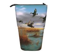 KCGSDEGV Hunting Flying Wild Ducks 8 Prints Standing Expandable Pencil Case Organiser for School Pens, Makeup & Travel for Students & Artists