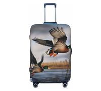 KCGSDEGV Hunting Flying Wild Ducks Prints Elastic Luggage Cover with Invisible Zippers - Universal Suitcase Protector for Travel, Business Trips, S(18-21inch Suitcase)