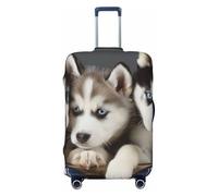 KCGSDEGV Husky Puppies Dogs Prints Elastic Luggage Cover with Invisible Zippers - Universal Suitcase Protector for Travel, Business Trips, M(22-24inch Suitcase)