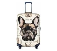 KCGSDEGV I Love French Bulldog Prints Elastic Luggage Cover with Invisible Zippers - Universal Suitcase Protector for Travel, Business Trips, M(22-24inch Suitcase)