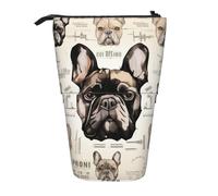 KCGSDEGV I Love French Bulldog Prints Standing Expandable Pencil Case Organiser for School Pens, Makeup & Travel for Students & Artists