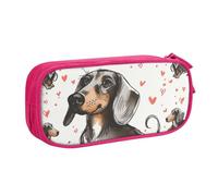 KCGSDEGV I Love My Dog Dachshunds Printed Pen Pencil Cases for School Girls Boys, Large Capacity Cute Pencil Bag Holder Stationery Organizer Box,Pink