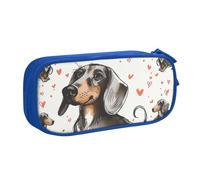 KCGSDEGV I Love My Dog Dachshunds Printed Pen Pencil Cases for School Girls Boys, Large Capacity Cute Pencil Bag Holder Stationery Organizer Box,Blue
