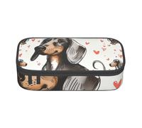 KCGSDEGV I Love My Dog Dachshunds Printed Pencil Cases Cute Compartment Pencil Pouch Pen Bag Holder Stationery Organizer Box for School Girls Boys