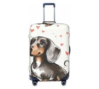KCGSDEGV I Love My Dog Dachshunds Prints Elastic Luggage Cover with Invisible Zippers - Universal Suitcase Protector for Travel, Business Trips, L(25-28inch Suitcase)