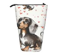 KCGSDEGV I Love My Dog Dachshunds Prints Standing Expandable Pencil Case Organiser for School Pens, Makeup & Travel for Students & Artists