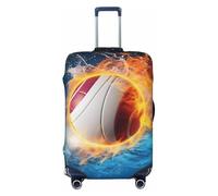 KCGSDEGV Ice and Fire Volleyball Prints Elastic Luggage Cover with Invisible Zippers - Universal Suitcase Protector for Travel, Business Trips, XL(29-32inch Suitcase)
