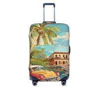 KCGSDEGV Island of Cuba Prints Elastic Luggage Cover with Invisible Zippers - Universal Suitcase Protector for Travel, Business Trips, L(25-28inch Suitcase)