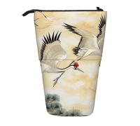 KCGSDEGV Japanese Birds Flying Painting Prints Standing Expandable Pencil Case Organiser for School Pens, Makeup & Travel for Students & Artists