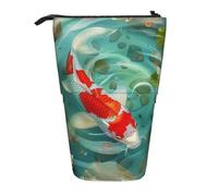 KCGSDEGV Japanese Pretty Koi Fish Prints Standing Expandable Pencil Case Organiser for School Pens, Makeup & Travel for Students & Artists