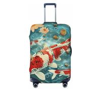 KCGSDEGV Japanese Pretty Koi Fishs Prints Elastic Luggage Cover with Invisible Zippers - Universal Suitcase Protector for Travel, Business Trips, S(18-21inch Suitcase)