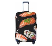 KCGSDEGV Japanese Sushi Black Prints Elastic Luggage Cover with Invisible Zippers - Universal Suitcase Protector for Travel, Business Trips, S(18-21inch Suitcase)