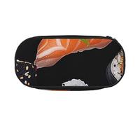 KCGSDEGV Japanese Sushi Black Prints Pencil Case Stationery Organizer Pen Pouch Bag Makeup Bag for Travel School Work